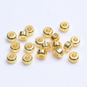 Polished 18k gold plated column beads for DIY bracelets and jewelry making crafts