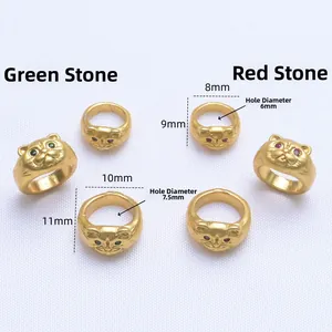 Perles intercalaires chat dorées avec zircons pour bijoux, disponibles en deux tailles