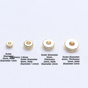 14K vergoldete doppellagige Zwischenperlen von 3mm bis 6mm für DIY Schmuckherstellung