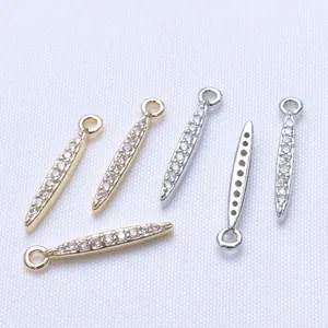 14K Gold und Silber Tropfenanhänger mit Zirkonia-Mikropavé für DIY-Schmuckherstellung
