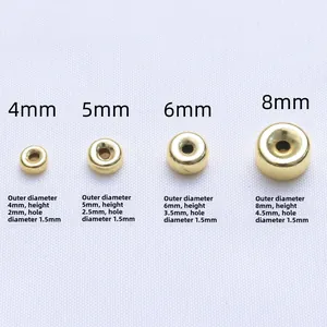 Perles d'espacement plaquées or 18 carats en quatre tailles pour bijoux DIY