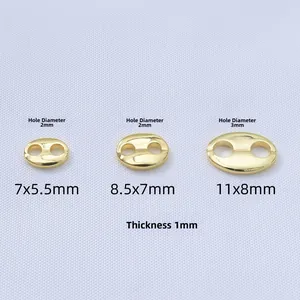 Gepolijste 18k goudgevulde varkensneus kralen in drie maten voor DIY-sieraden en armbanden maken