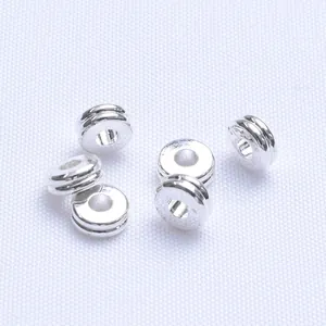 Macro di perle distanziatrici argentate con doppie scanalature per creazione di gioielli
