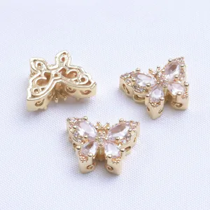 14K Gold Schmetterling Anhänger mit Zirkonia für DIY Armbänder Schmuckherstellung