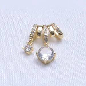 14k gold plated multi-tier bead pendant with sparkling cubic zirconia stones