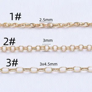 Drei Arten von 14k goldgefüllten Schmuckketten in 2,5mm, 3mm und 3x4,5mm Größen