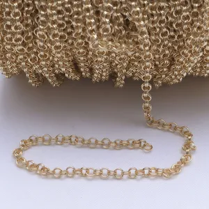 Makroaufnahme einer vergoldeten Doppelring-Gliederkette für DIY-Schmuck und Halsketten