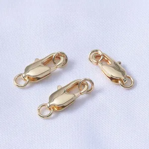 Chiusure a moschettone a coda di pesce placcate oro 18K con anelli per gioielli