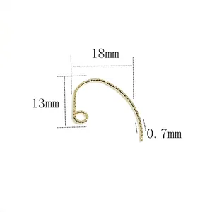 Ganchos para pendientes de oro 14k 18x13mm con textura y alambre de 0.7mm para DIY