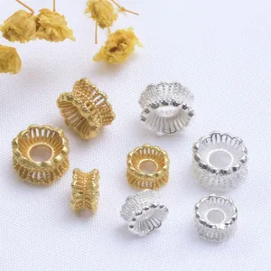 Tulipanes para Cuentas Calados de Latón para Creación de Joyas DIY Estilo Vintage Chapado en Oro Plata Distanciadores