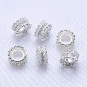 Calottes perlées en dentelle argentée avec zircons pour la création de bijoux DIY