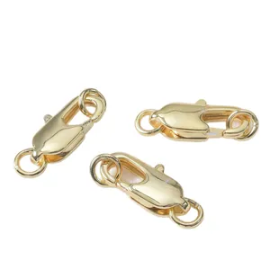 Tre chiusure a moschettone placcate oro 18K per creazione di collane e braccialetti