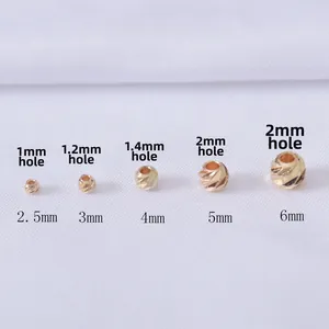 14K gold filled spacer beads with faceted pattern in 2.5mm to 6mm sizes for DIY jewelry
