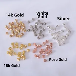 DIY faceted faceted metal spacer beads in 14K gold, silver, and rose gold for jewelry making