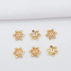 Detail of 14K gold filled hexagonal star spacers with micro-set cubic zirconia stones