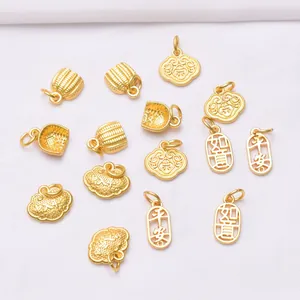 Pendentifs traditionnels en lotus et or pour la fabrication de bijoux DIY et bracelets