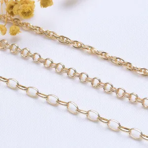 14k 18k Vergoldet Messing Schmuckketten Bulk O Glied Welle Oval Kette Für DIY Halskette Armband Herstellung Zubehör