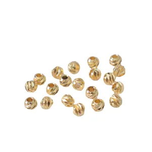 Perles d'espacement facettées plaquées or 14k avec trou central pour bijoux DIY