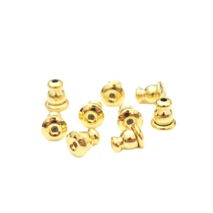 Polished 14k gold-filled bullet ear nuts with silicone core for jewelry making
