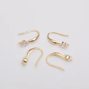 Detail of 14k gold-filled ear hooks with micro-inlaid zircon for DIY jewelry making