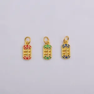 Ancient gold abacus pendants with colorful enamel oil drop charms for DIY bracelets