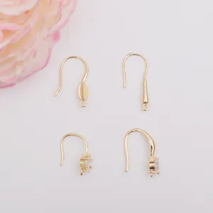 Brass Earring Hooks With Cubic Zirconia For DIY Jewelry Making 14K Gold Plated Earring Components Handcrafted Jewelry Findings