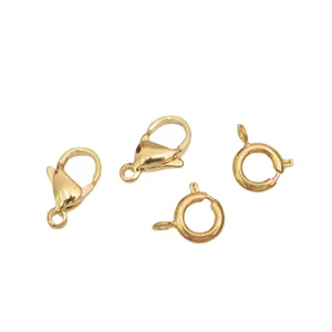 Polierte 24k Gold Karabiner und Federringverschlüsse für DIY Schmuckherstellung
