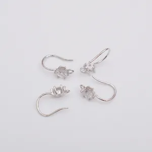 Silver 14k gold-filled ear hooks with cubic zirconia for DIY jewelry making