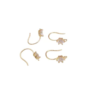 14K gold filled ear hooks with sparkling star-shaped zircon for DIY jewelry making