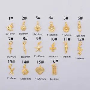 Σετ επίχρυσα μενταγιόν 18k με καρδιές και λουλούδια για χειροποίητα κοσμήματα
