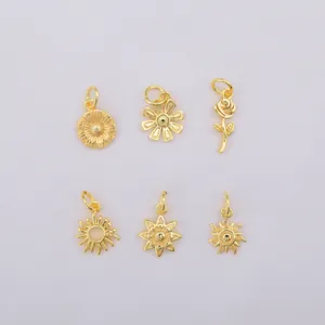 Σετ μενταγιόν λουλούδια και ήλιος 18k χρυσό για DIY κοσμήματα και βραχιόλια