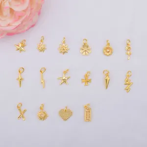 DIY Χάλκινα Κρεμαστά Κοσμημάτων Επιχρυσωμένα 18k Διατήρηση Χρώματος Λουλούδι Καρδιά Αστέρι για Κατασκευή Βραχιολιών Κολιέ
