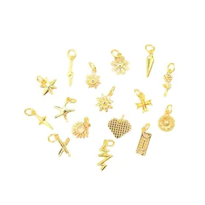 Σετ DIY μενταγιόν 18k χρυσού με καρδιά, τριαντάφυλλο και αστέρι για κατασκευή κοσμημάτων