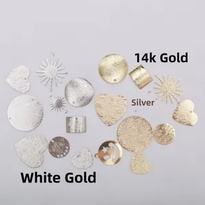 Colgantes geométricos cepillados en oro de 14k y oro blanco para joyería DIY