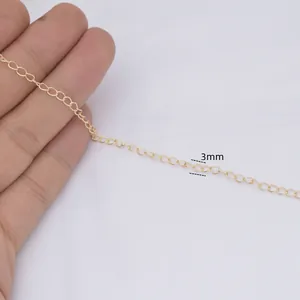 3mm 14K Gold gefüllte Verlängerungskette für DIY Schmuckherstellung mit feinen Gliedern