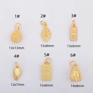 Collection de breloques dorées en forme de feuille et bouddha pour bijoux DIY variés