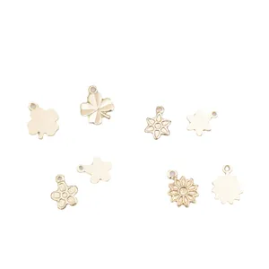 14K gold plated clover and floral charms for DIY jewelry making and handmade crafts