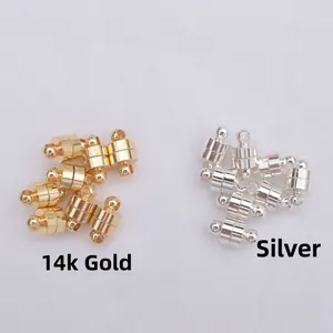 14k gold and silver magnetic cylinder clasps for DIY jewelry necklace making