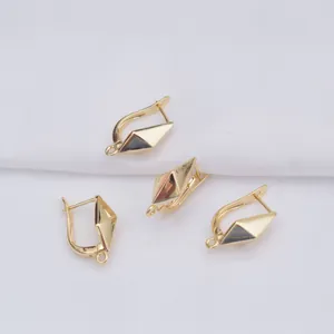 14k gold plated geometric rhombus U-shaped earring hooks for DIY jewelry making