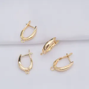 Macro shot of 14k gold plated leverback earring hooks with hanging loops for DIY jewelry