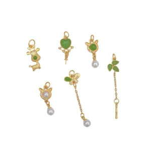 Golden sand gold pendants with clover and rabbit designs for DIY jewelry making