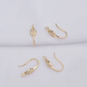 14K vergulde blad oorhaakjes met zirkonia steentjes voor het maken van DIY-sieraden
