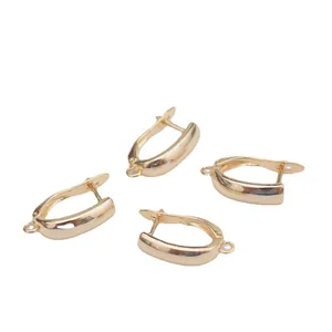 Polished 14k gold-filled U-shape earring hooks with loop for DIY jewelry making