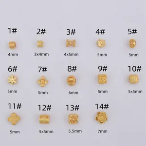 Collection of hollow gold-plated beads in pumpkin and lotus shapes for DIY jewelry making