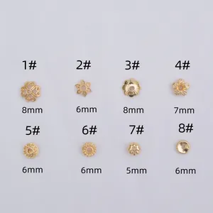 Cuentas espaciadoras y tulipas de flor bañadas en oro 14k de 5mm a 8mm para joyería DIY