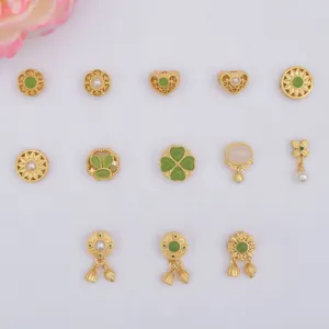 Vintage Brass Ancient Gold Plated Rabbit Clover Heart Lotus Charms For DIY Bracelet Necklace Making Oriental Jewelry Findings