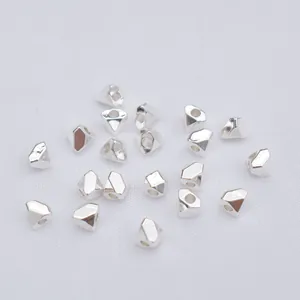 Irregular silver beads with faceted metallic luster for DIY jewelry making material