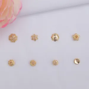 Capuchones de Cuentas de Aleación Bañados en Oro 14k 18k Flor Hueca Cuentas Espaciadoras de Trébol para Creación de Joyas DIY