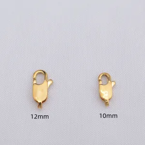 Fermoir homard plaqué or 24k 10mm et 12mm pour la fabrication de bijoux et colliers DIY