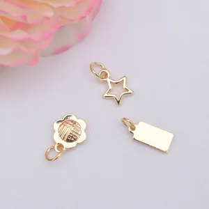 DIY Jewelry Making Brass Gold Plated Pendants Star Square Plum Blossom Fu Character Charms For Bracelet Necklace Accessory